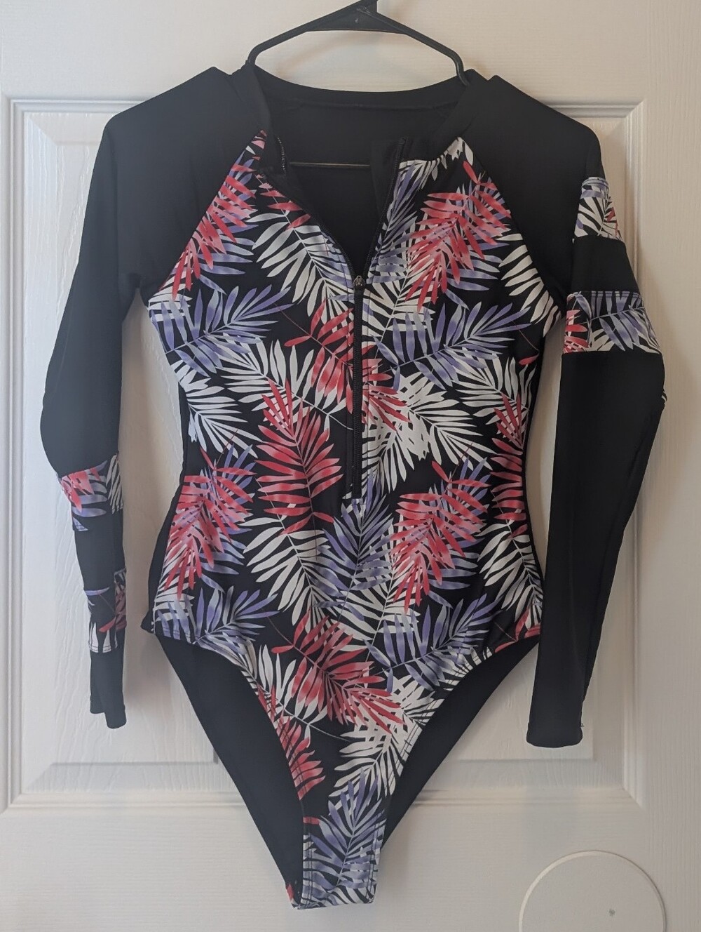 Long Sleeve Palm Leaves Swimsuit